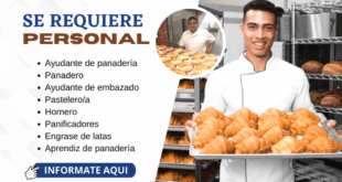PANADERÍA SOLICITA PERSONAL DE TRABAJO